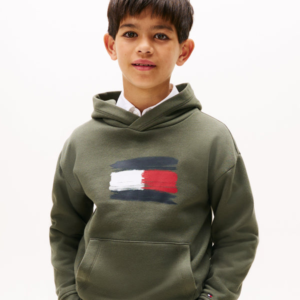 Tommy Hilfiger Flag Hoodie - Pewter Green