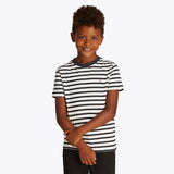 ESSENTIAL COTTON REG FIT TEE SS - Dark Night Navy White Breton Stripe