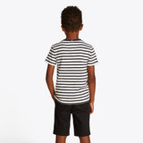 ESSENTIAL COTTON REG FIT TEE SS - Dark Night Navy White Breton Stripe