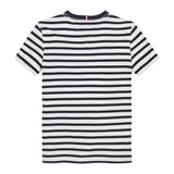 ESSENTIAL COTTON REG FIT TEE SS - Dark Night Navy White Breton Stripe