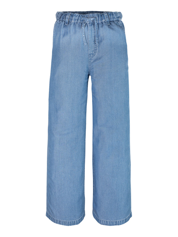 CHAMBRAY WIDE LEG PANT - Denim Medium 01