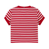 RUFFLE STRIPE TOP SS - Primary Red Stripes