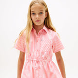Tommy Hilfiger Poplin Kjole - Tropical Blush Stripes