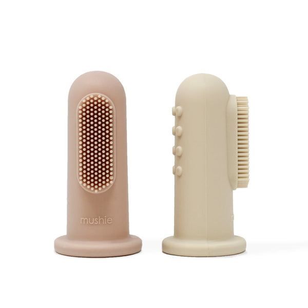 Mushie Finger Tandbørste - Blush/Shifting Sand