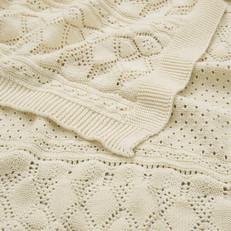 Cam Cam Pointelle Strik Baby Tæppe - Off White