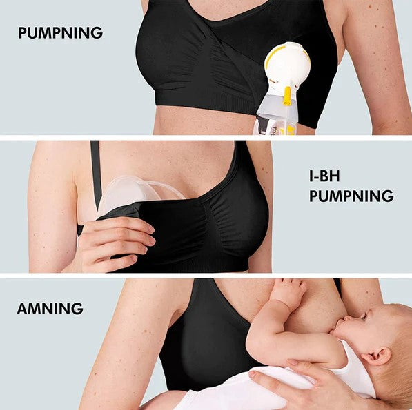 medela 3-i-1 Amme- og pumpe BH - Sort