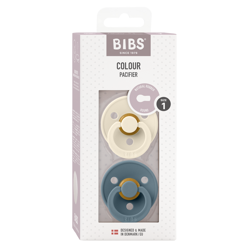 Bibs Colour Natural Rubber, 2-pack - Ivory & Petrol