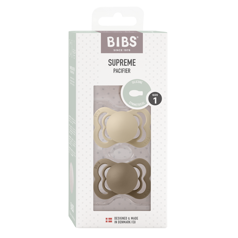 Bibs Supreme Silicone, 2-pack - Vanilla/Dark Oak