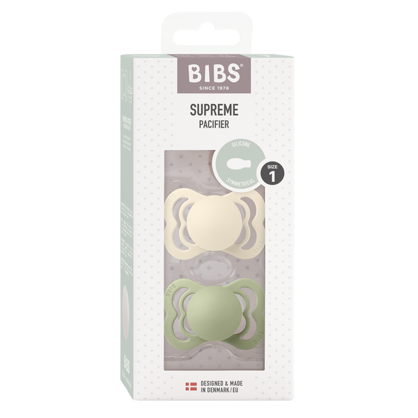 Bibs Supreme Silicone, 2-pack - Ivory & Sage