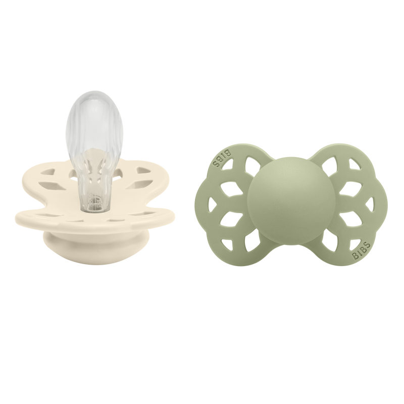 Bibs Infinity Silicone, 2-pack - Ivory/Sage
