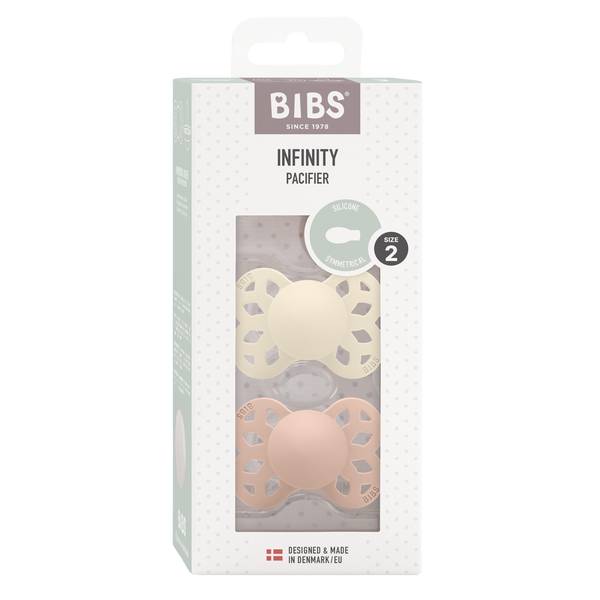 Bibs Infinity Silicone, 2-pack - Ivory & Blush