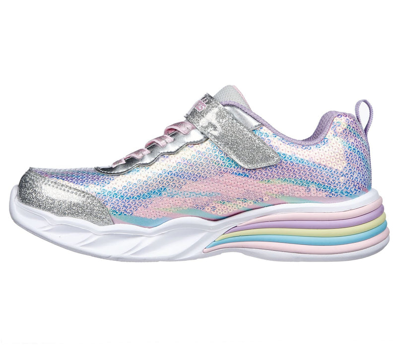 Skechers Girls Sweetheart Lights Lets Shine Sneakers - Silver Multicolor