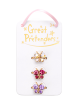 Great Pretenders Boutique Butterfly Gem Fingerring, 3-pack