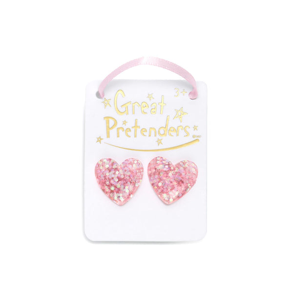 Great Pretenders Boutique Glitter Heart Clips Ørering - Ass.