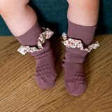 GoBabyGo Skridsikre Strømper, Bamboo m. Liberty - Misty Plum